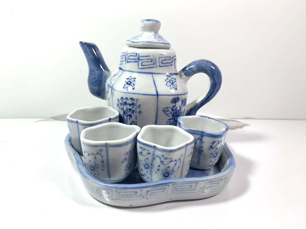 Miniature China Tea set blue and white